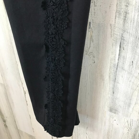 Elevenses Anthropologie Daisy Lace Tuxedo Pant ankle length black size 6 - Picture 10 of 12